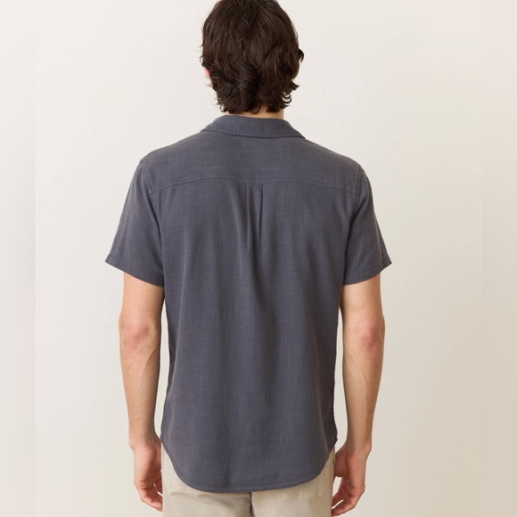 Marine Layer Stretch Salvage Chambray Blue Button Down Shirt Sz L - Picture 2 of 8